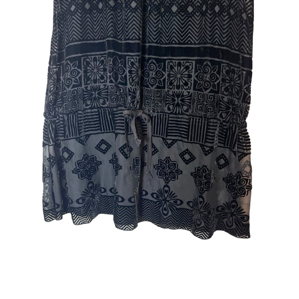 Free People Black Silk Burnout Velvet Sequin Mini Dress Size 12 Boho Racerback - Picture 3 of 7